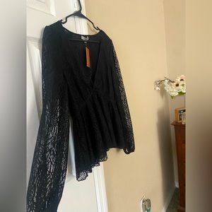 Wishlist apparel, black long sleeved blouse.
